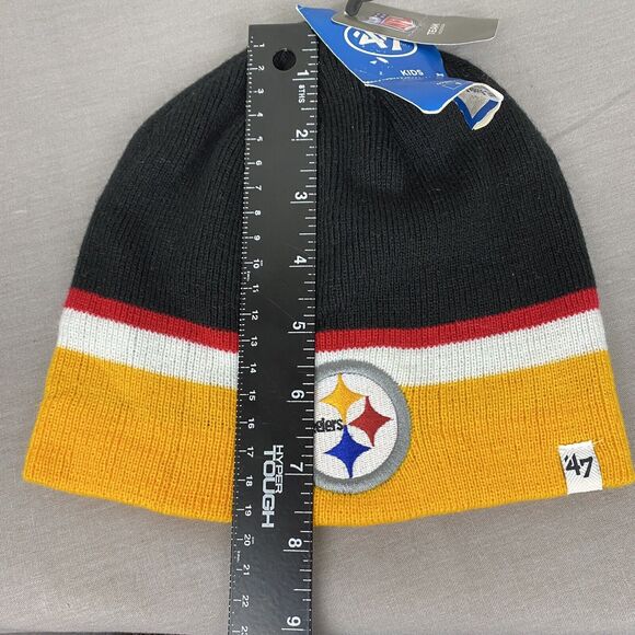 47 Brand Beanie Pittsburgh Steelers Kids One Size Black Yellow NWT Buddie - Picture 6 of 6